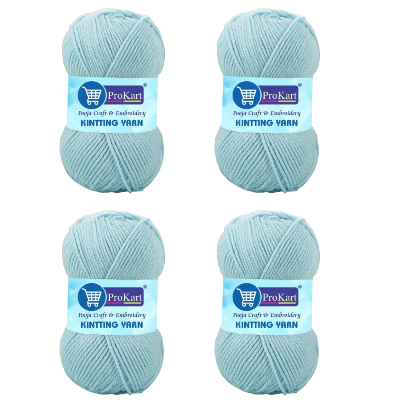 ProKart Premium 4 Ply Woolen Knitting Yarn – Baby Blue (100g x 4 Pack)