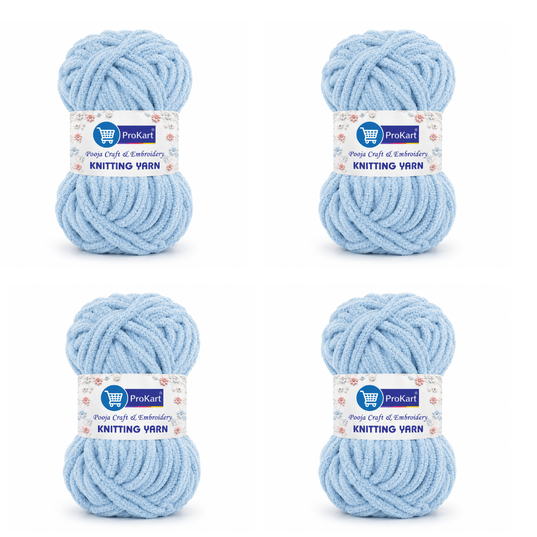 ProKart Premium Blankie Yarn – Sky Blue | 100g x 4 Pack