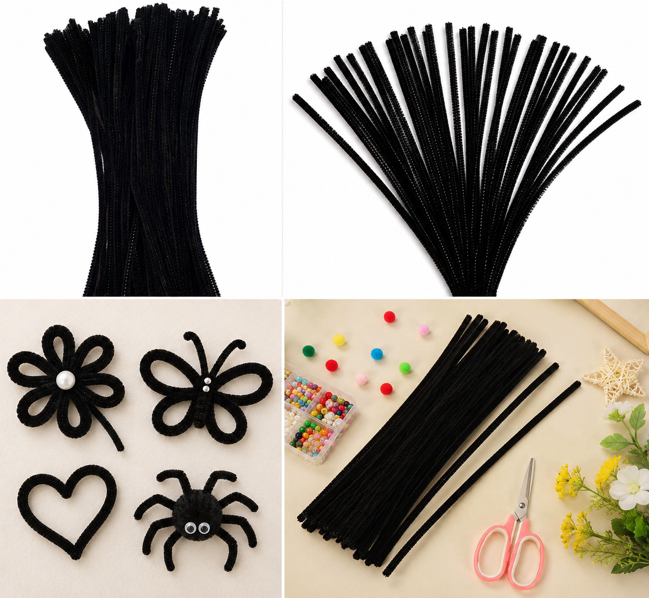 ProKart Black Pipe Cleaners for Crafts – 100 Pcs (12 Inches)