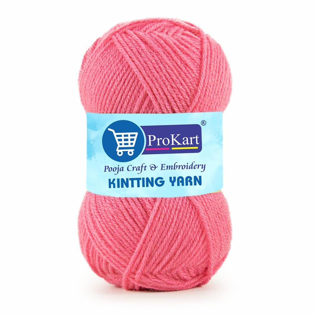 ProKart Premium Knitting Yarn – Soft 4 Ply Hand Knitting & Crochet Yarn (Flamingo )