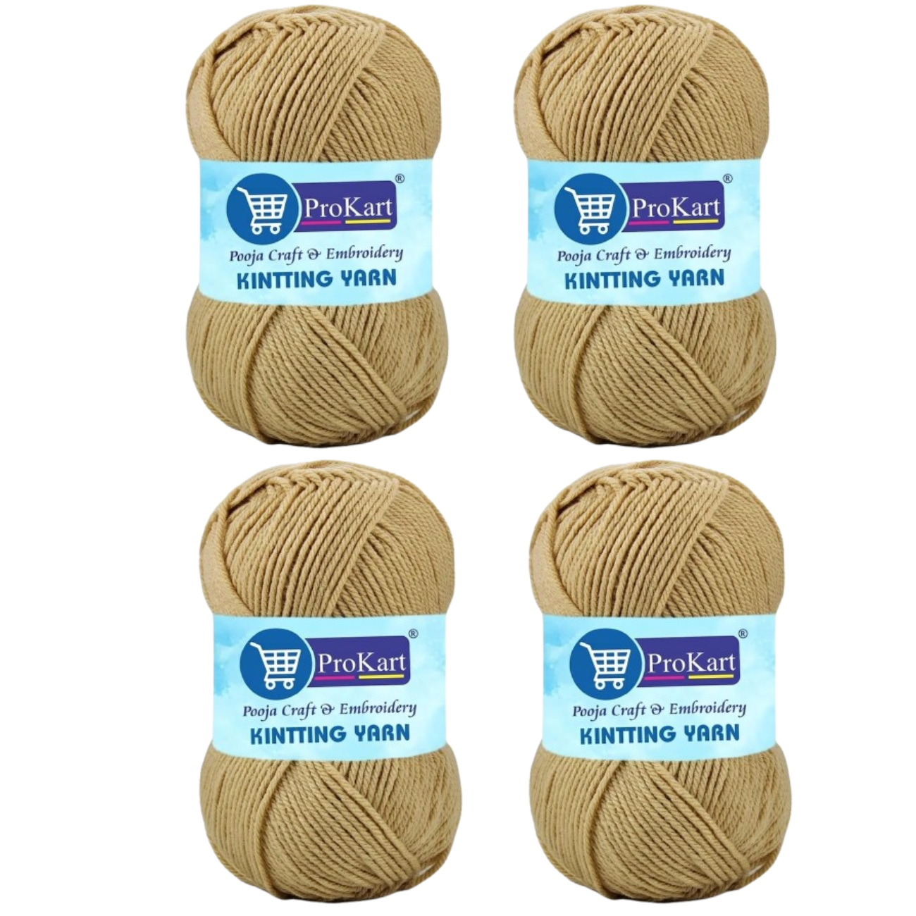 ProKart Premium 4 Ply Woolen Knitting Yarn – Light Beige (100g x 4 Pack)