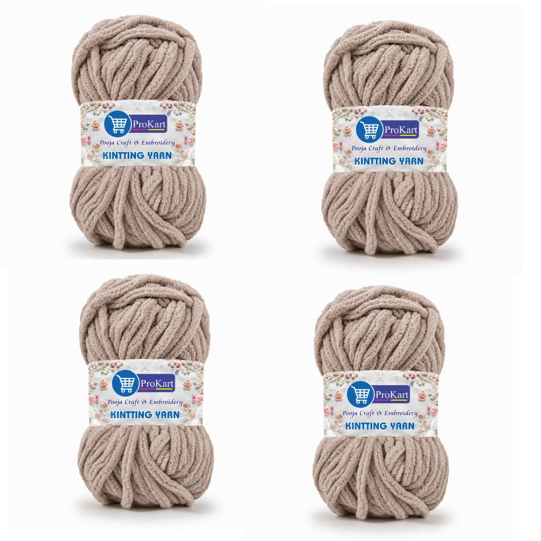 ProKart Premium Light Mud Knitting & Crochet Yarn – Pack of 4 (100g Each)