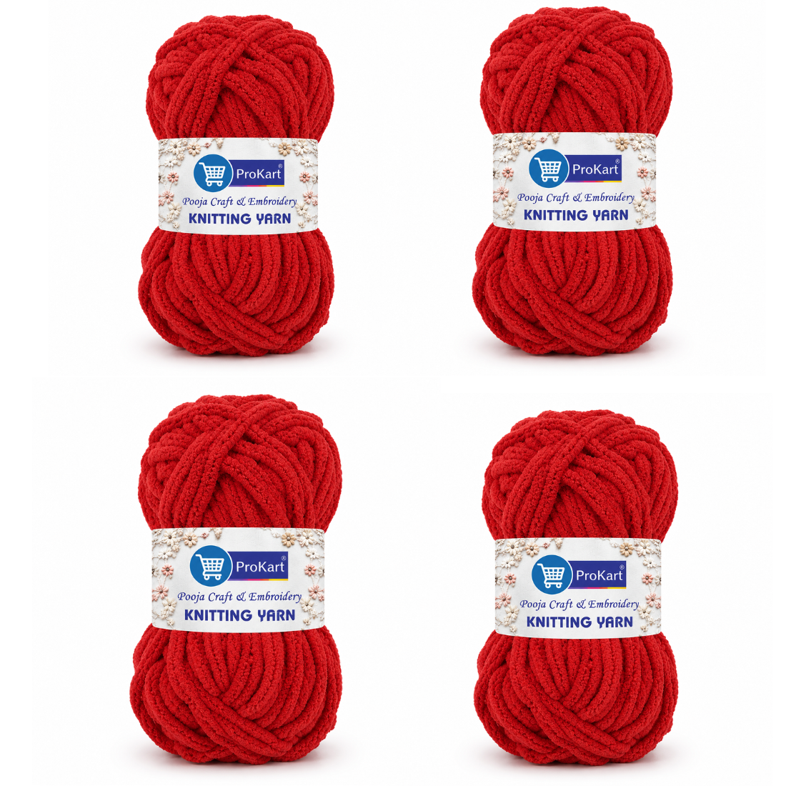 ProKart Premium Red Blankie Yarn – Pack of 4 (100g Each)
