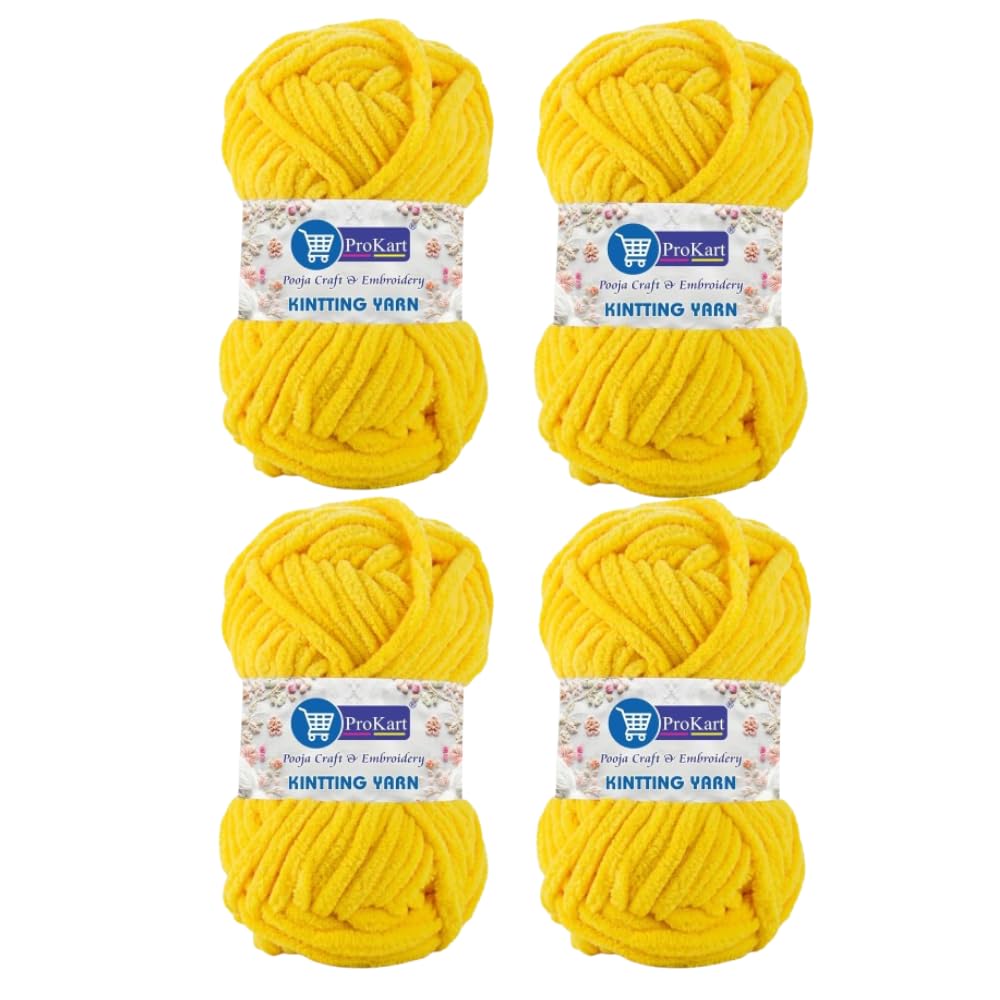 ProKart Premium Blankie Wool(Yellow, 100gms x 4 Pack)
