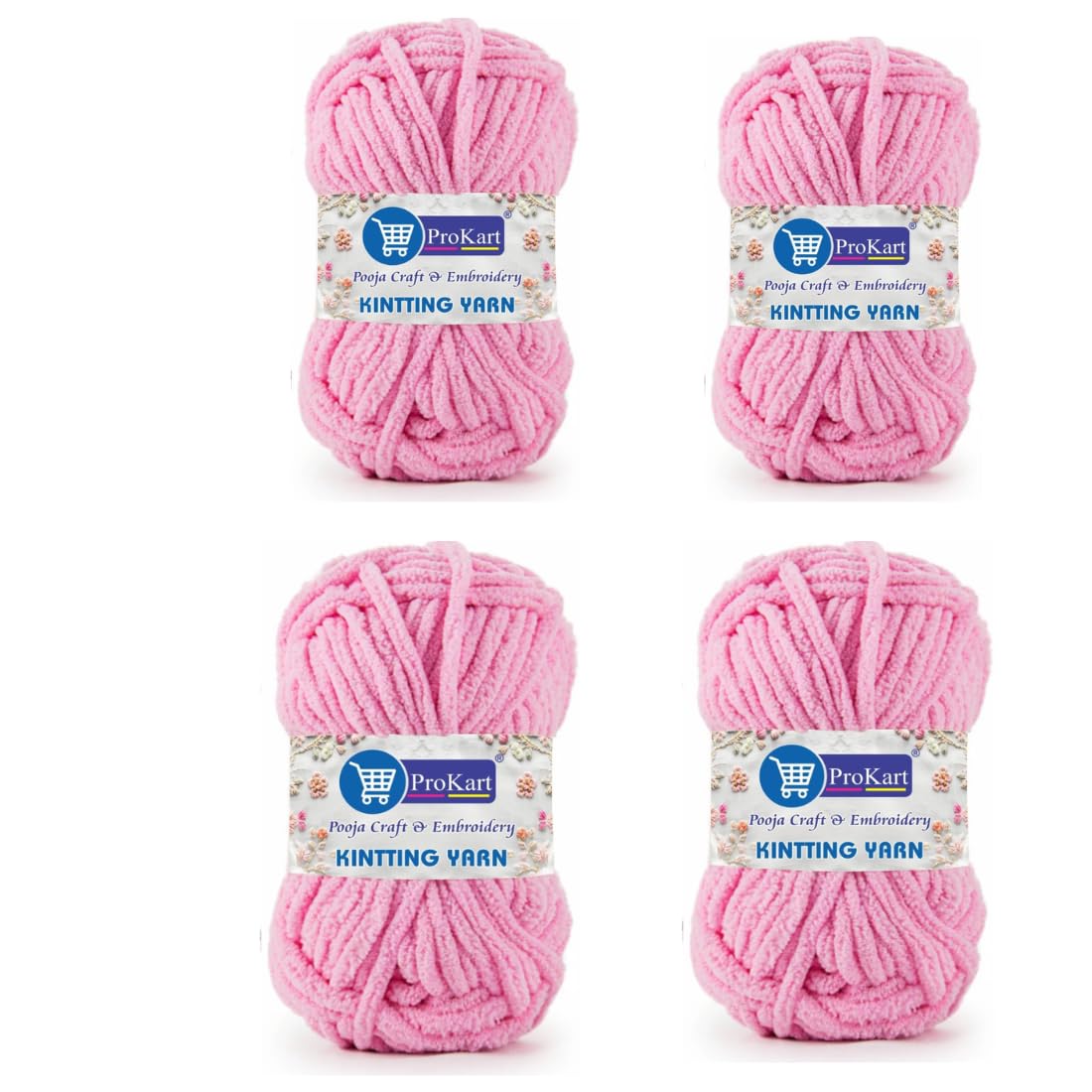 ProKart Premium Baby Pink Blankie Yarn – Pack of 4 (100g Each)