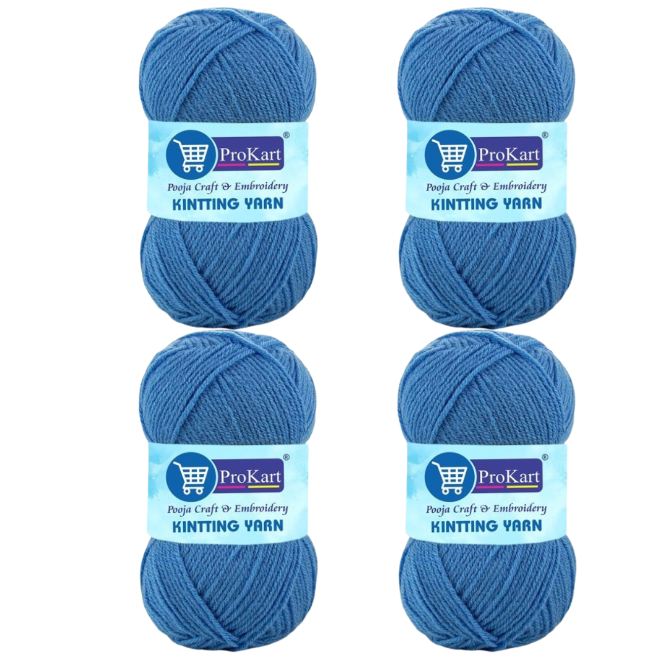 ProKart Premium 4 Ply Woolen Knitting Yarn – Blue (100g x 4 Pack)