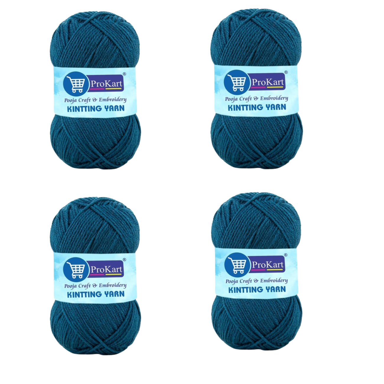 ProKart Premium 4 Ply Woolen Knitting Yarn – Dark Teal Blue (100g x 4 Pack)
