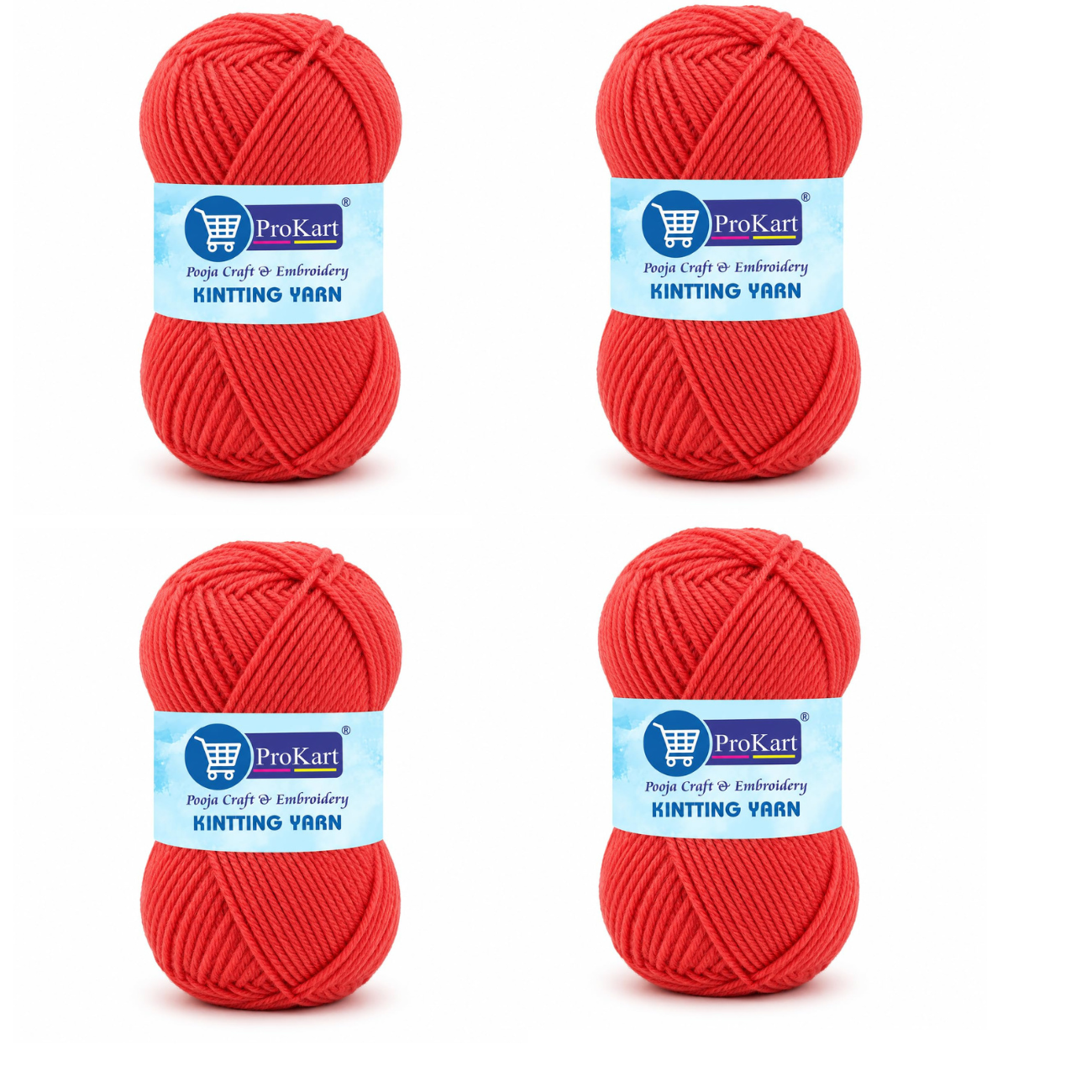 ProKart Premium 4 Ply Woolen Knitting Yarn,Orange (100g x 4 Pack)