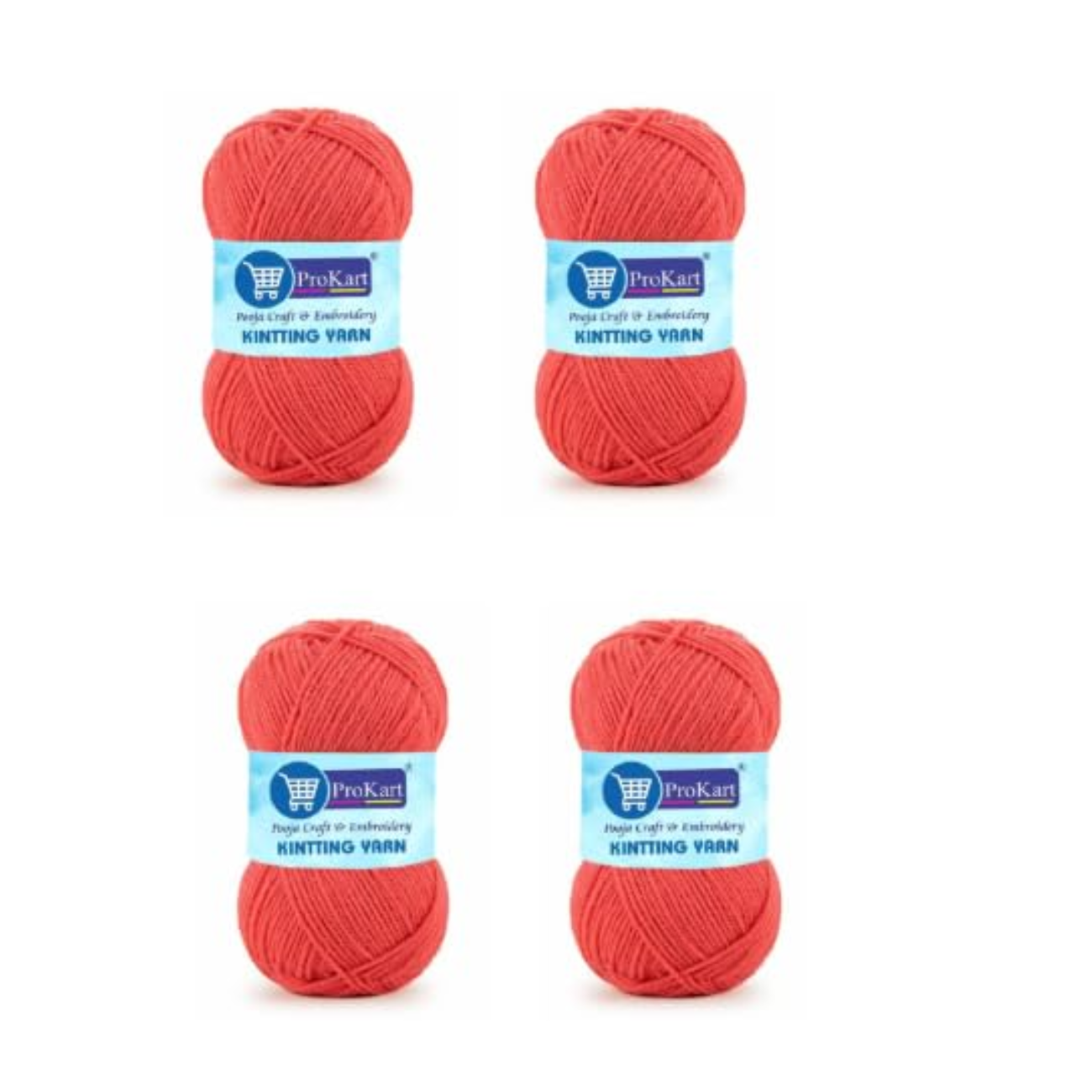 ProKart Premium 4 Ply Woolen Knitting Yarn, Carrot Orange (100g x 4 Pack)