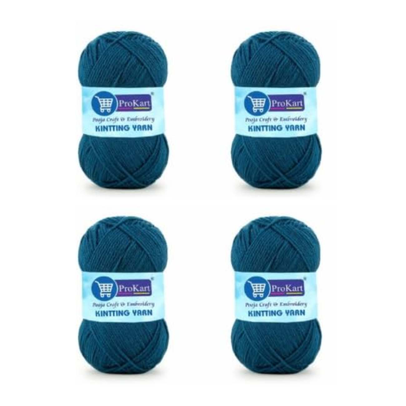 ProKart Premium 4 Ply Woolen Knitting Yarn, Dark Teal Blue (100g x 4 Pack)