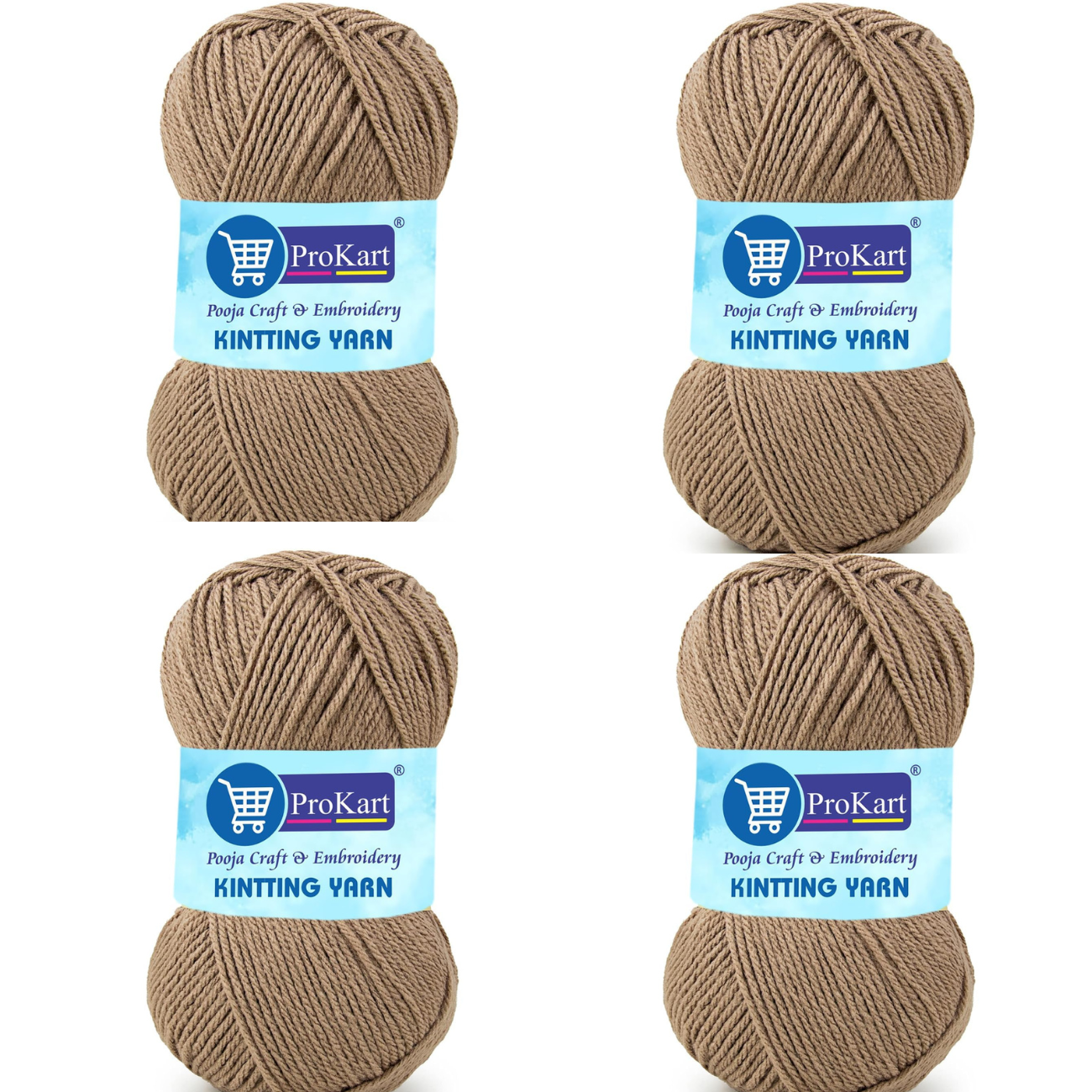 ProKart Premium 4 Ply Woolen Knitting Yarn, Fuchsia Brown (100g x 4 Pack)