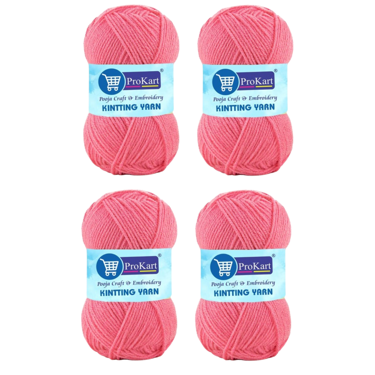 ProKart Premium 4 Ply Woolen Knitting Yarn, Flamingo Pink (100g x 4 Pack)