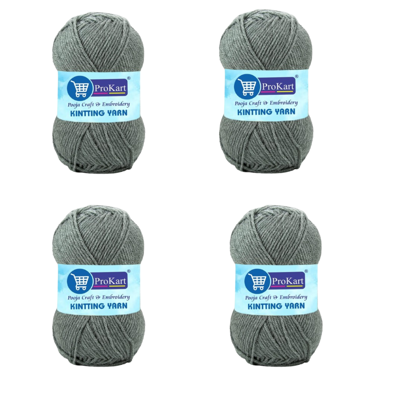 ProKart Premium 4 Ply Woolen Knitting Yarn – Grey (100g x 4 Pack)