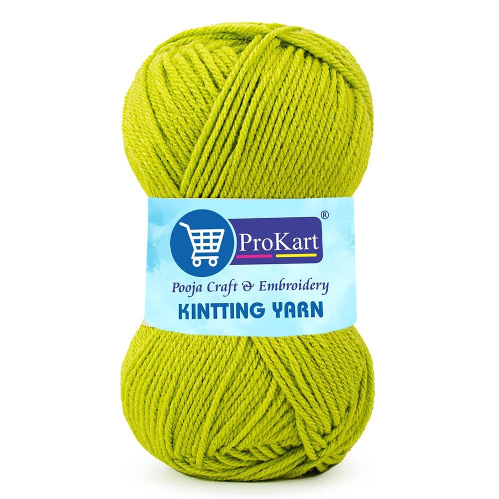 ProKart Premium Knitting Yarn – Soft 4 Ply Hand Knitting & Crochet Yarn (Gold Green)