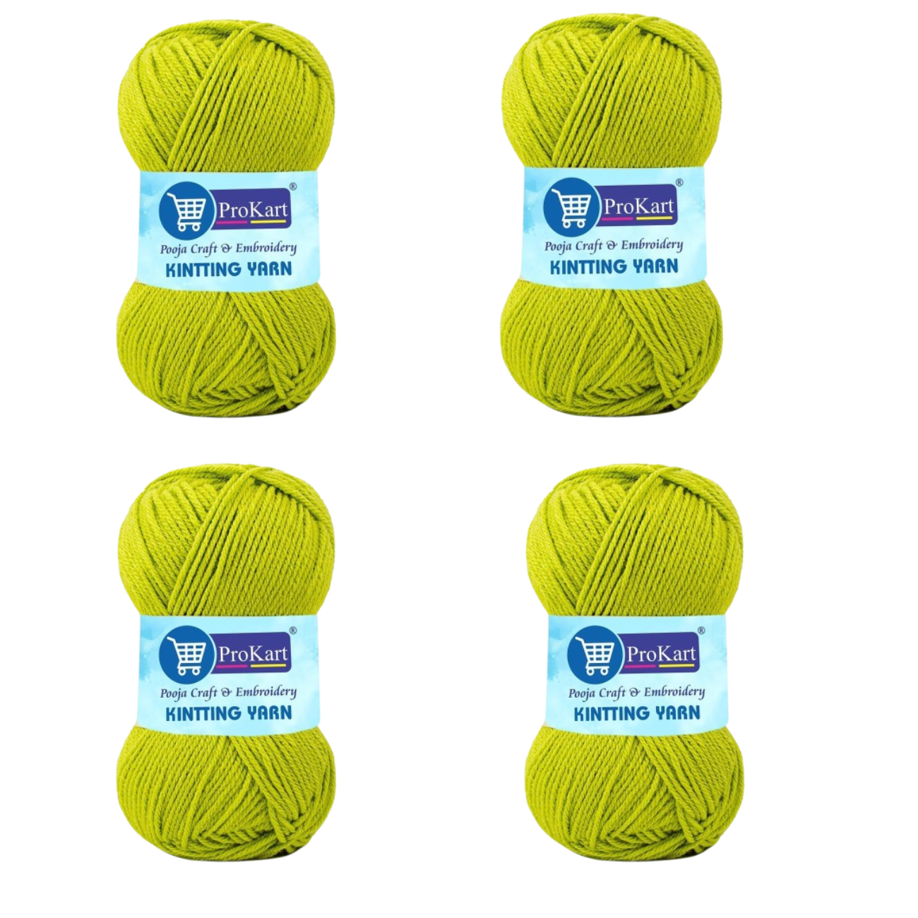 ProKart Premium 4 Ply Woolen Knitting Yarn – Gold Green (100g x 4 Pack)