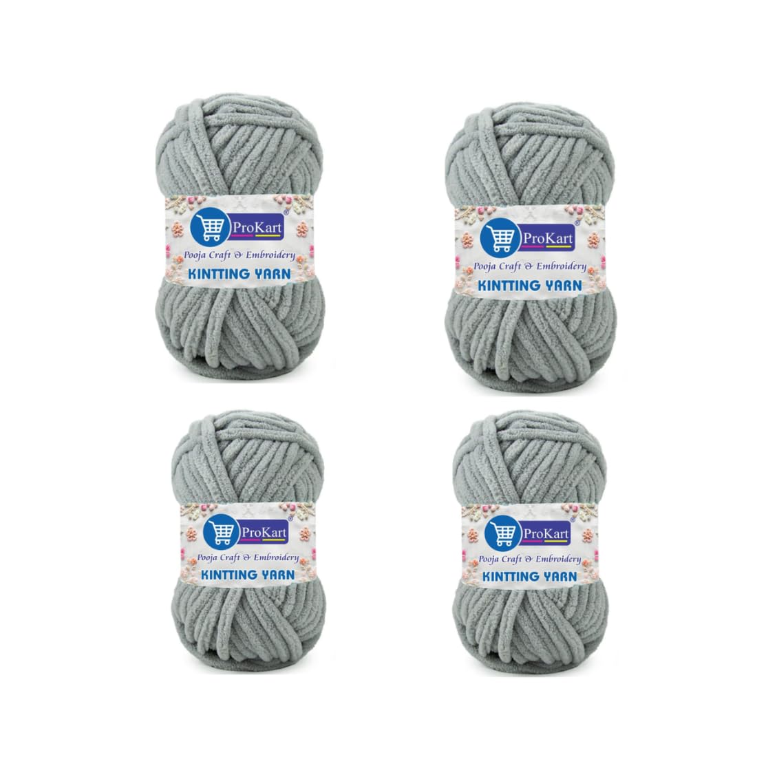 ProKart Premium Grey Blankie Yarn – Pack of 4 (100g Each)