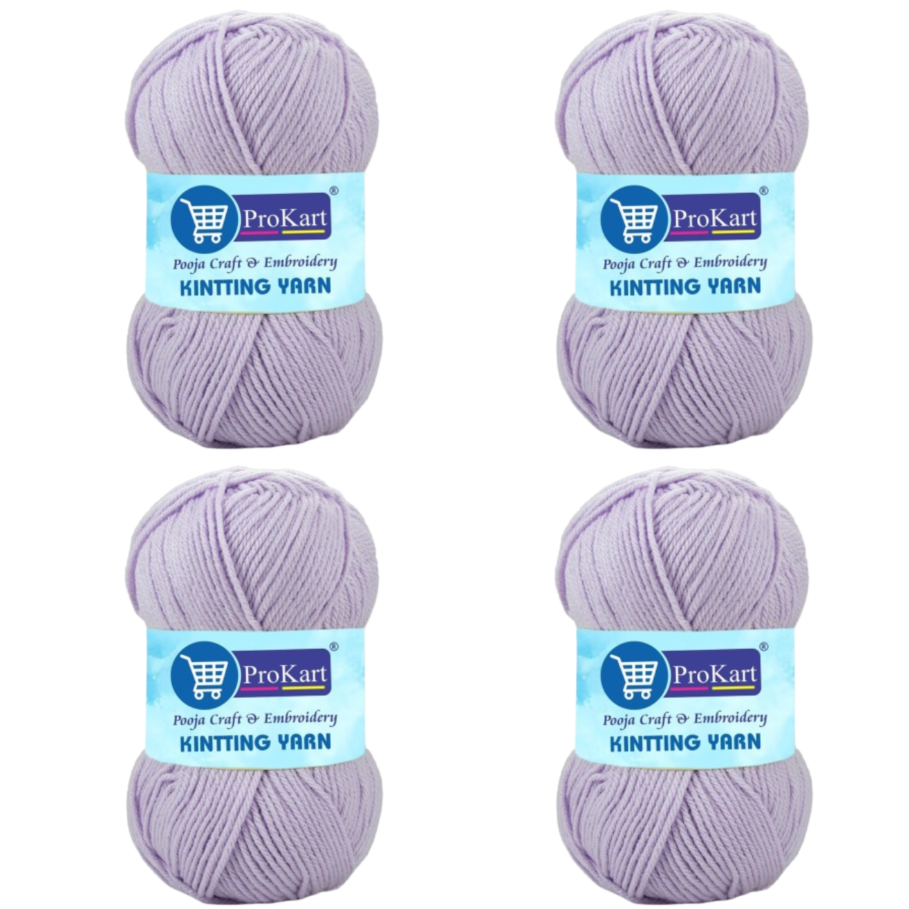 ProKart Premium 4 Ply Woolen Knitting Yarn, Lavender (100g x 4 Pack)
