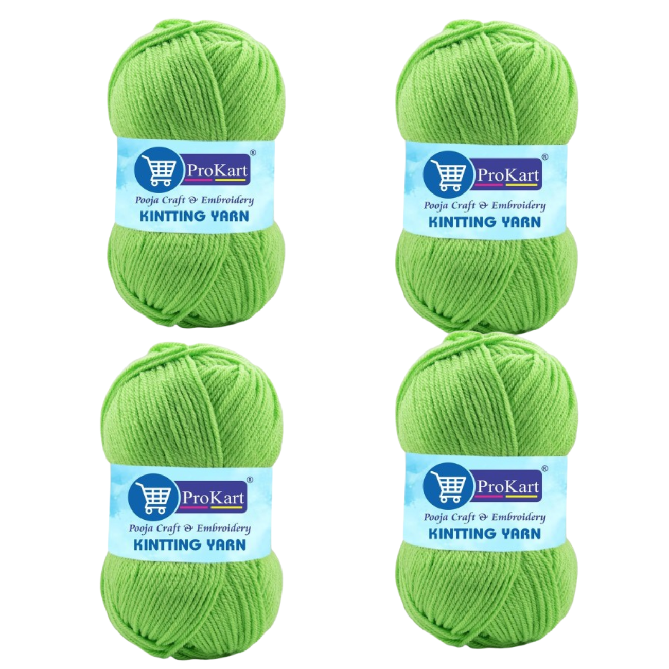 ProKart Premium 4 Ply Woolen Knitting Yarn – Light Green (100g x 4 Pack)