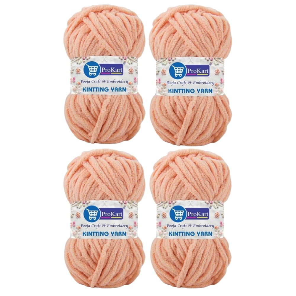 ProKart Premium Blankie Wool (Light Peach, 100gms x 4 Pack)