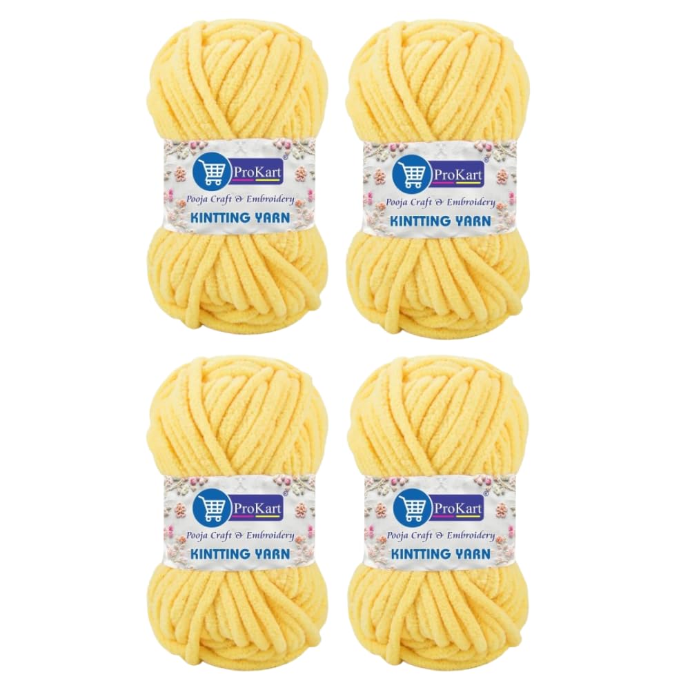 ProKart Premium Blankie Wool (Light Yellow, 100gms x 4 Pack)