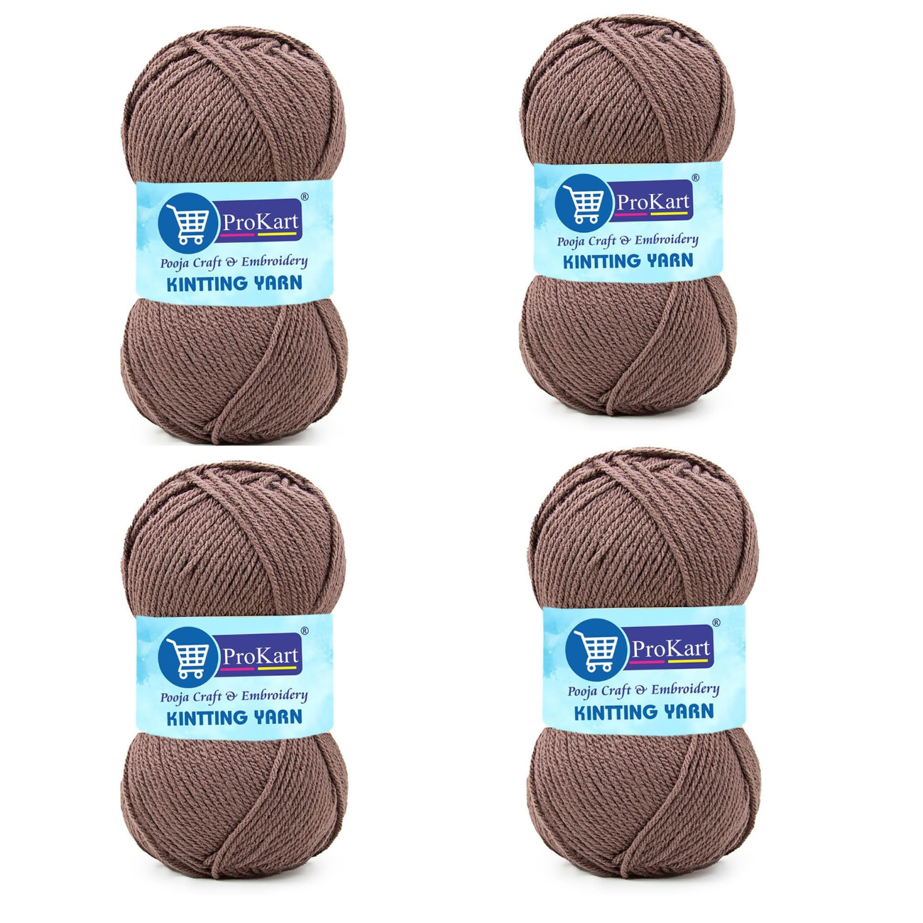 ProKart Premium 4 Ply Woolen Knitting Yarn, Light Wine (100g x 4 Pack)