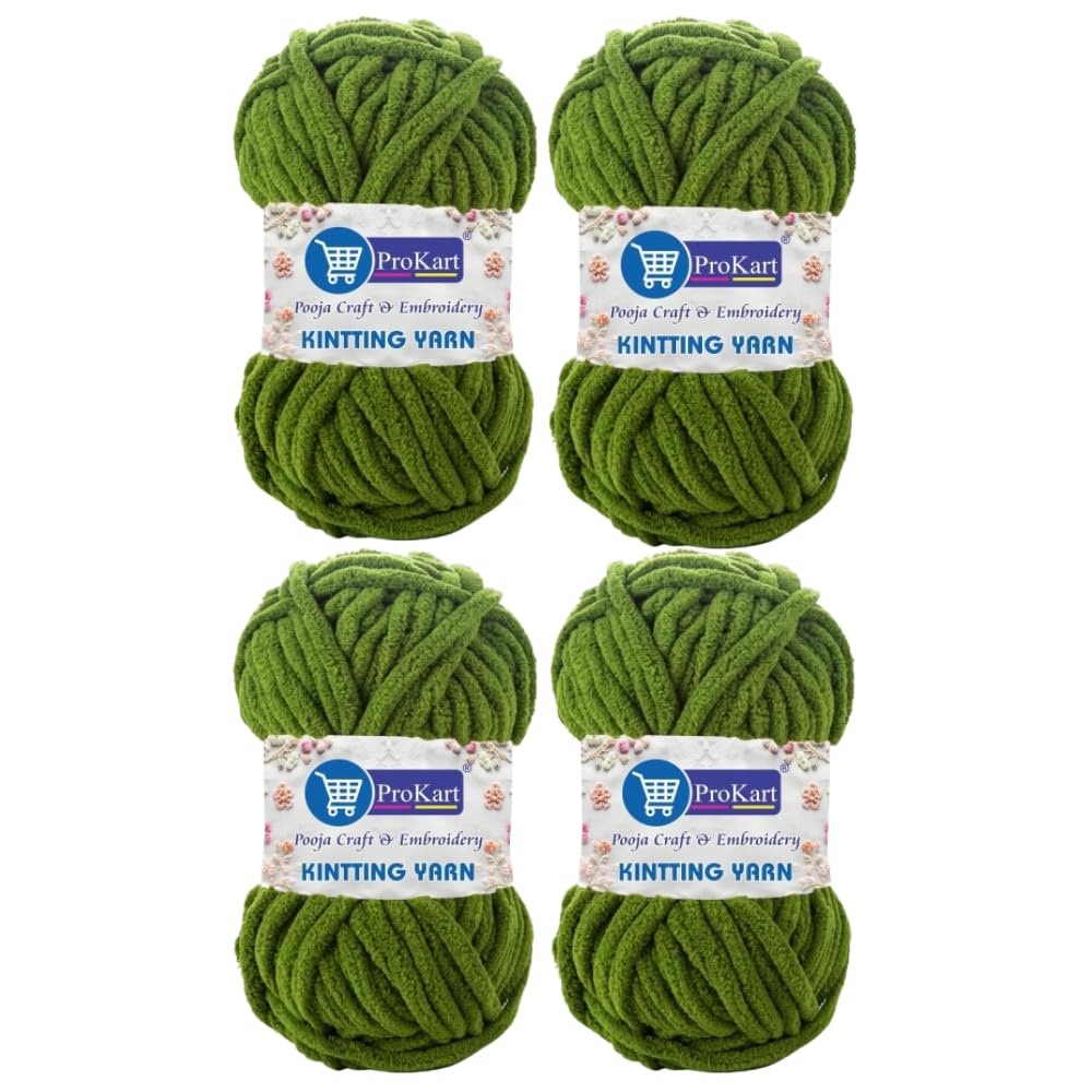ProKart Premium Blankie Wool (Mehndi Green, 100gms x 4 Pack)