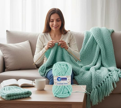 ProKart  Blankie    Yarn – Mint Green | Soft Plush Yarn for Knitting, Crochet,  & DIY Crafts (100g)
