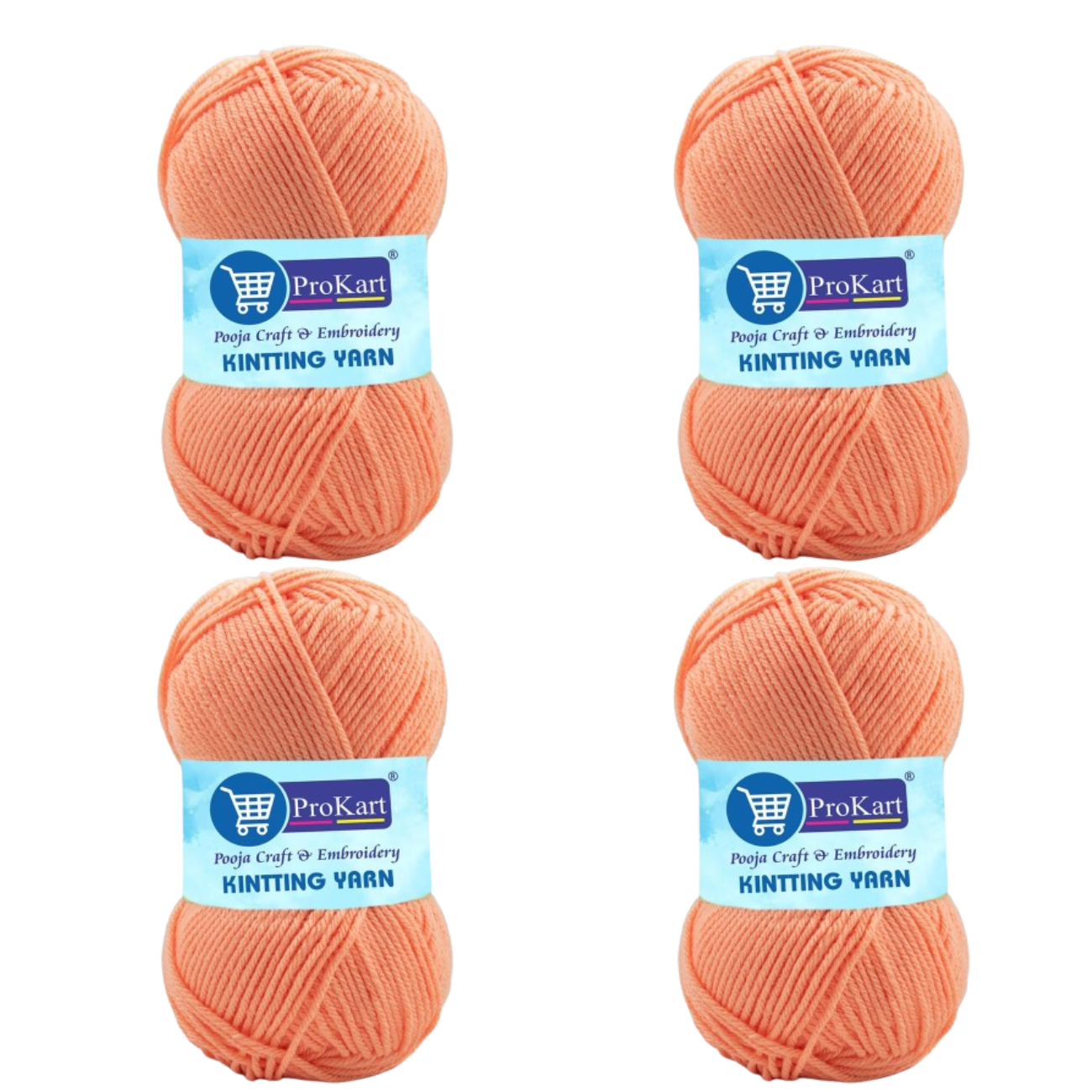 ProKart Premium 4 Ply Woolen Knitting Yarn – Peach (100g x 4 Pack)
