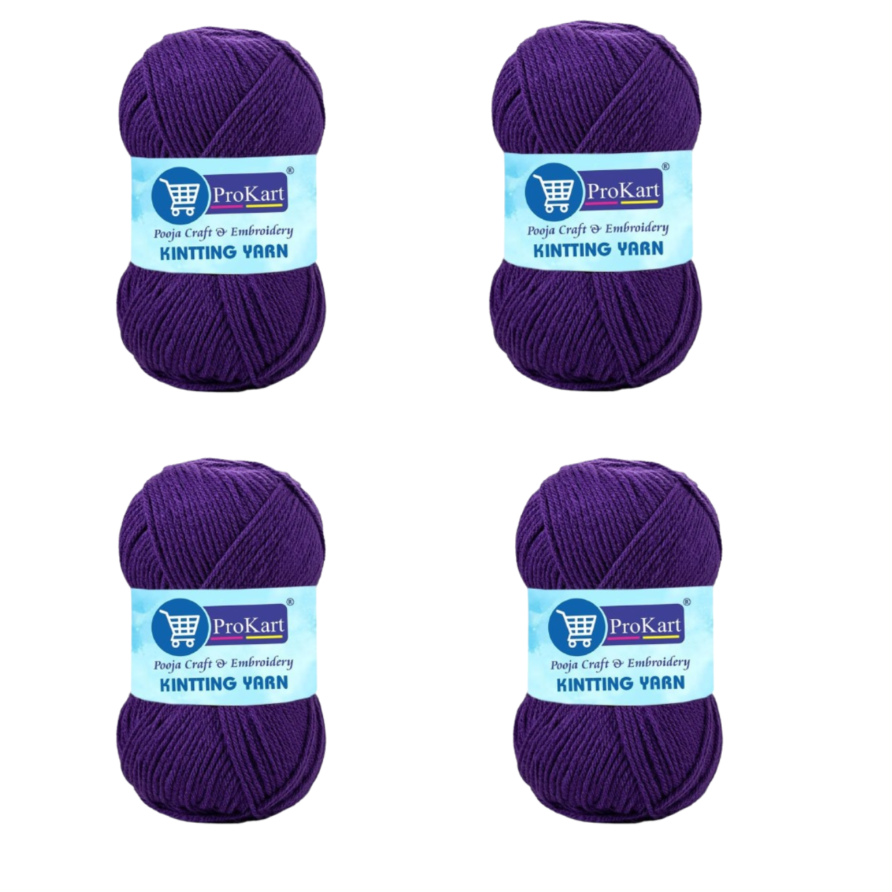 ProKart Premium 4 Ply Woolen Knitting Yarn – Purple (100g x 4 Pack)