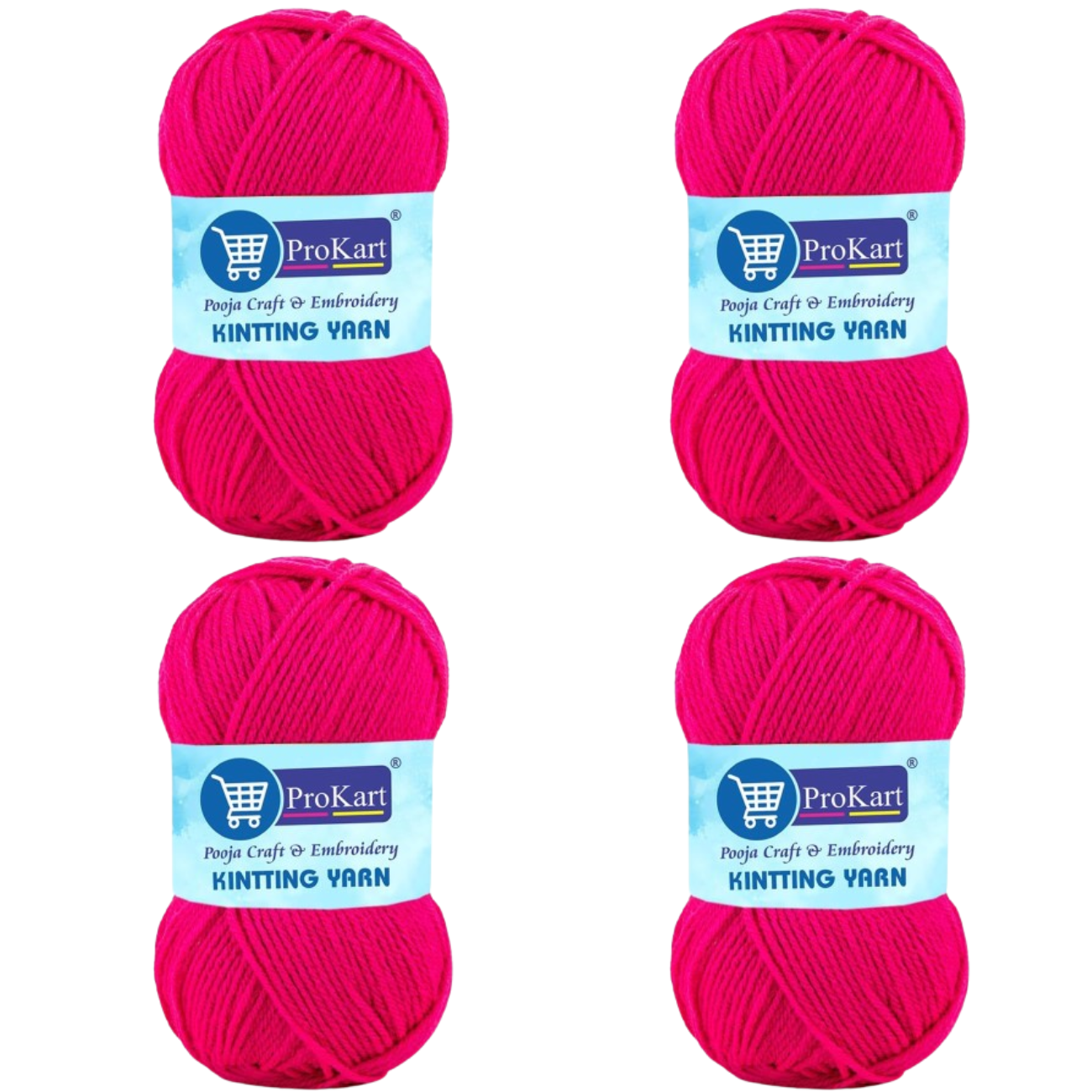 ProKart Premium 4 Ply Woolen Knitting Yarn, Rani Pink (100g x 4 Pack)