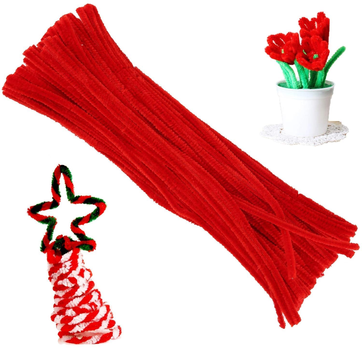 ProKart Red Pipe Cleaners for Crafts – 30 Pcs, 12 Inches
