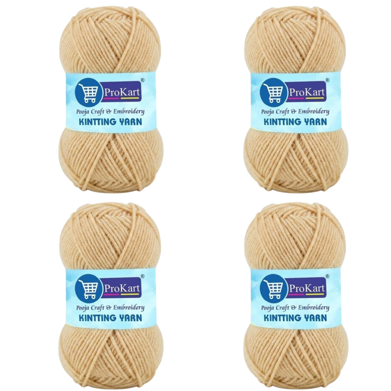 ProKart Premium 4 Ply Woolen Knitting Yarn – Sand (100g x 4 Pack)