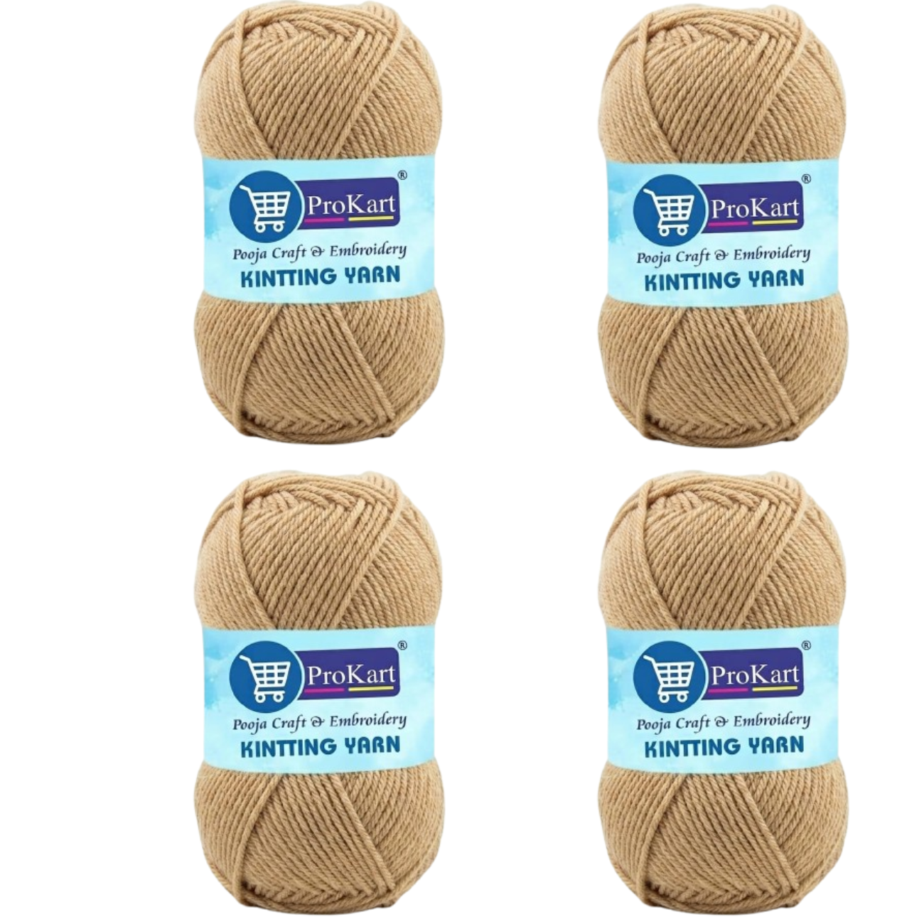 ProKart Premium 4 Ply Woolen Knitting Yarn – sandbrown(100g x 4 Pack)