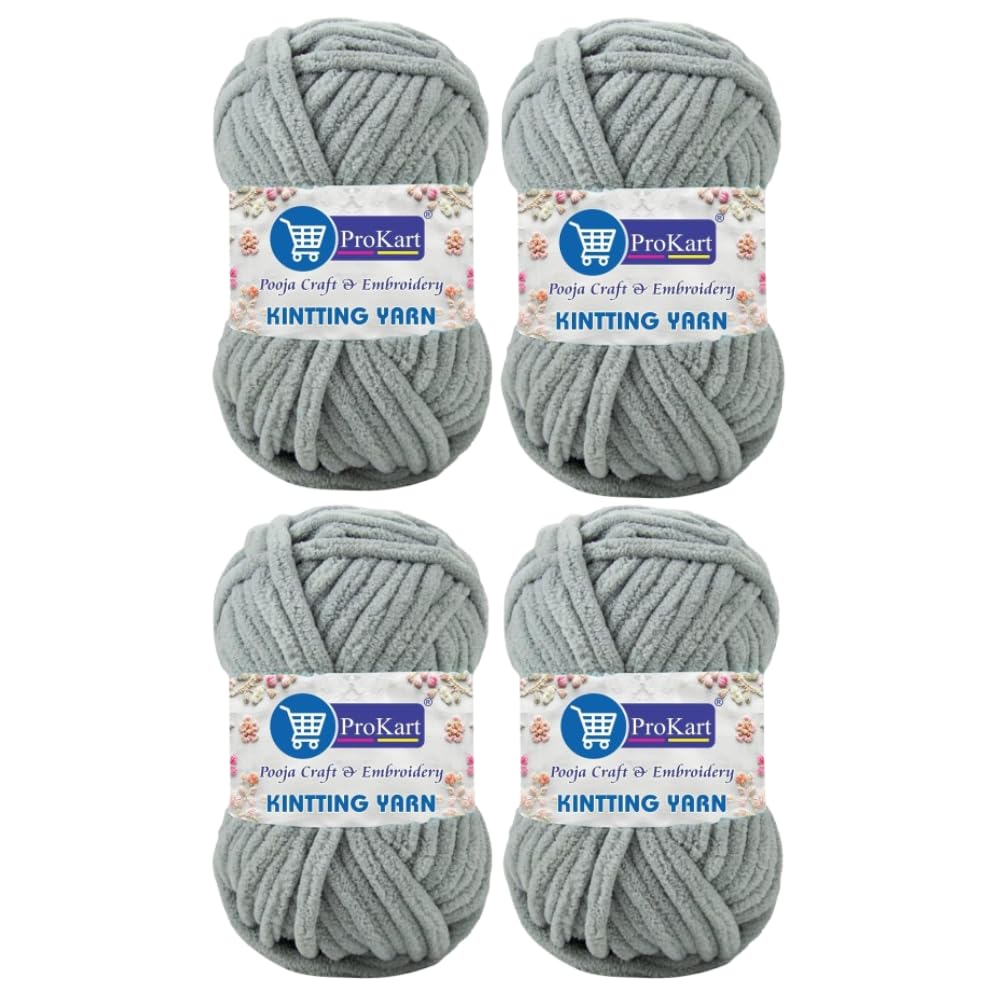 ProKart Premium Blankie Wool (Silver, 100gms x 4 Pack)