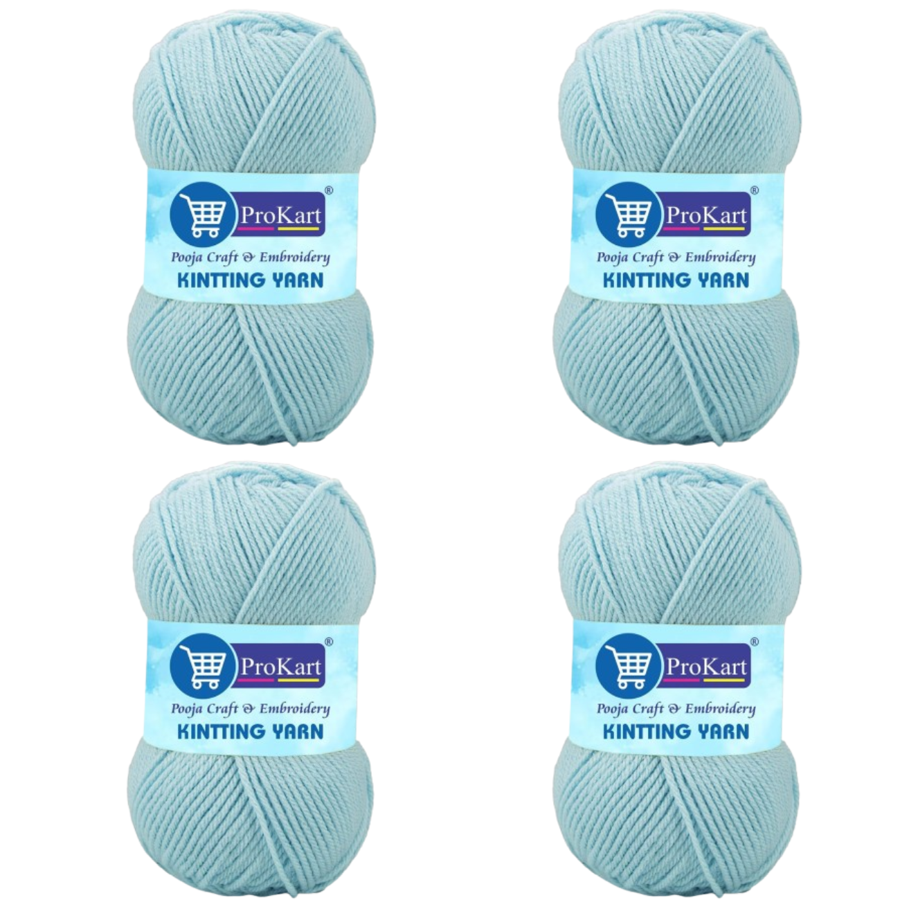 ProKart Premium 4 Ply Woolen Knitting Yarn, Sky Blue (100g x 4 Pack)