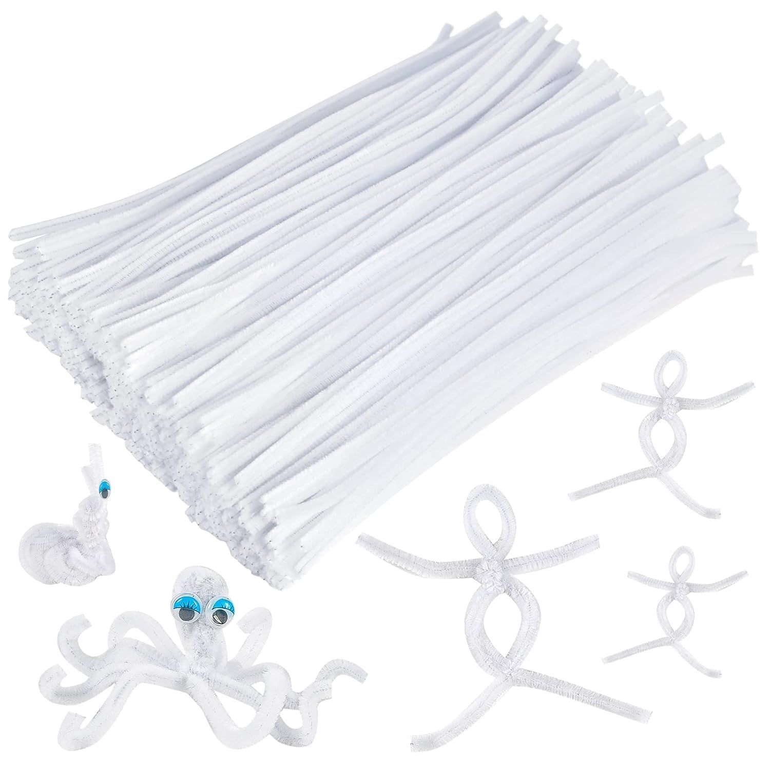 ProKart White Pipe Cleaners for Crafts – 200 Pcs, 12 Inches