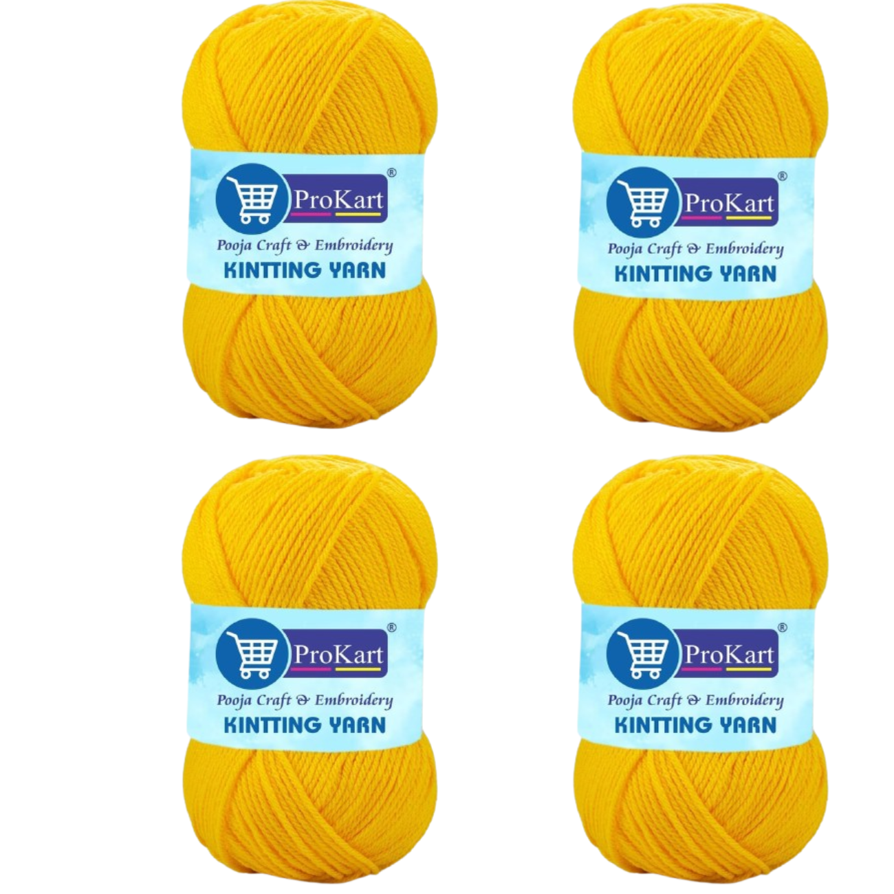 ProKart Premium 4 Ply Woolen Knitting Yarn –YellowMongo(100g x 4 Pack)