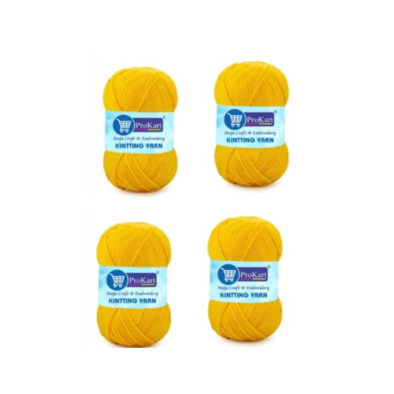 ProKart Premium 4 Ply Woolen Knitting Yarn – Yellow Mango (100g x 4 Pack)