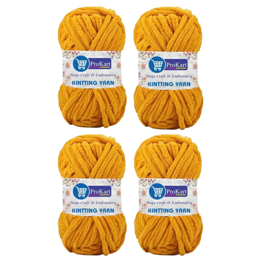 ProKart Premium Blankie Wool   (Yellow Mango, 100gms x 4 Pack)